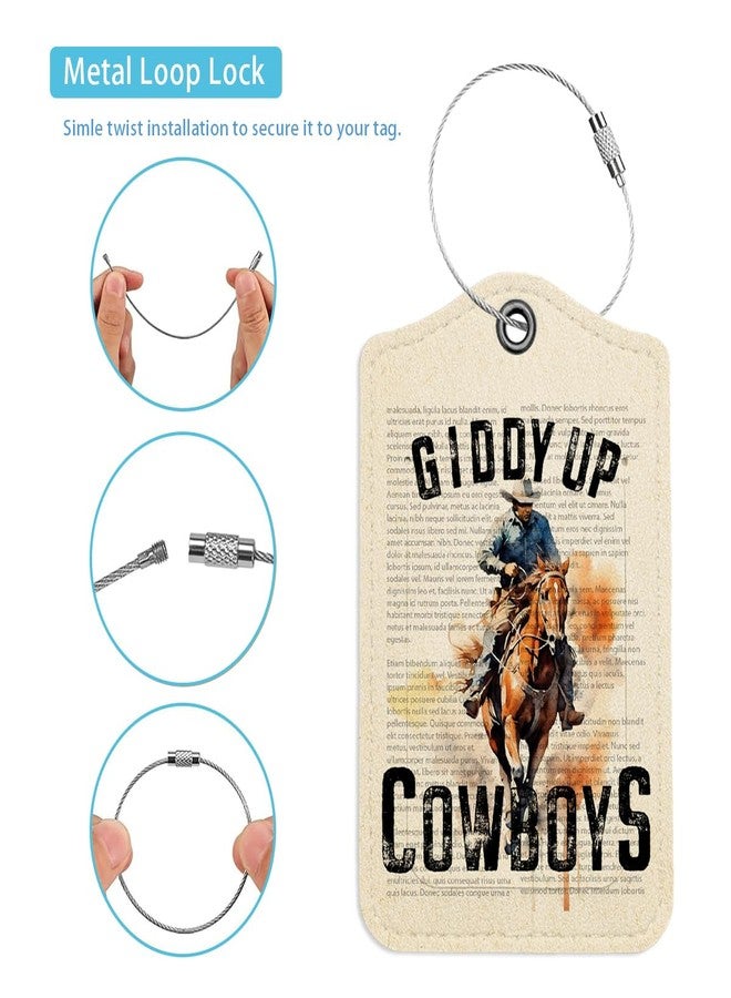 LARTSFRO Western Cowboys Hat Luggage Tags for Suitcases, Giooy up Cowboys Sign, Preppy Luggage Tag, Back to School for Students, Trendy 2 Pack Luggage Tags for Travel, Teen Girls Gifts Suitcase Tags - Image 3